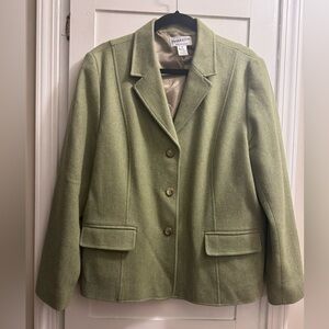 Pendleton Women's Sage Green Long Sleeve Wool Blazer Size 18